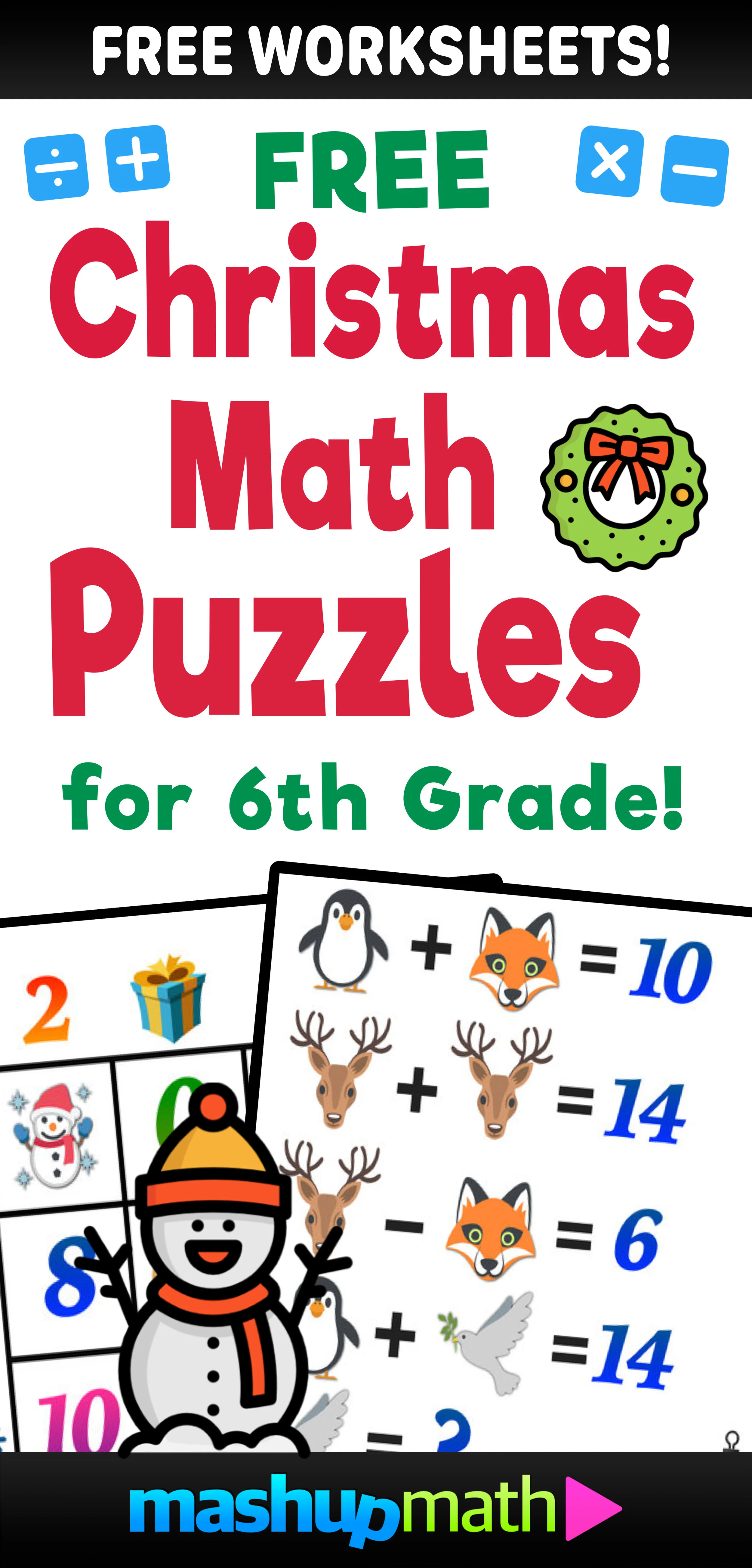 christmas math worksheets — blog — mashup math